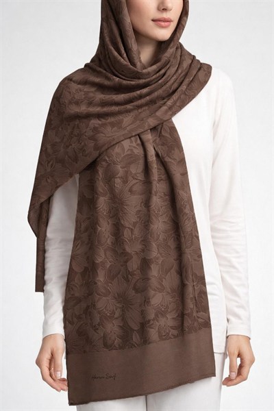 Harem Scarf Viskon Şal - Gold Derin - Çikolata