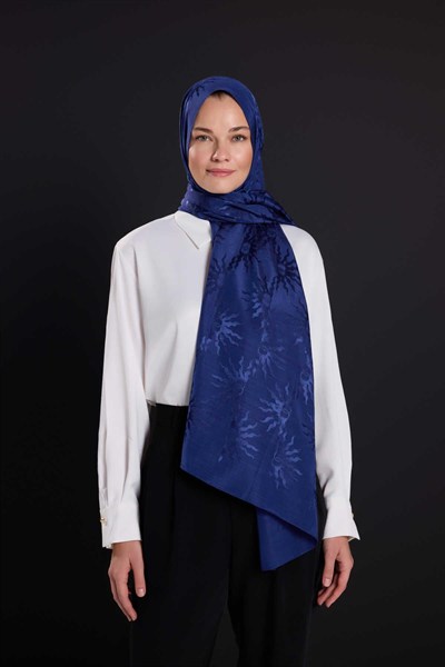 Imannoor Floş Pamuk Şal - Güneş Doğarken Shiny - Lacivert