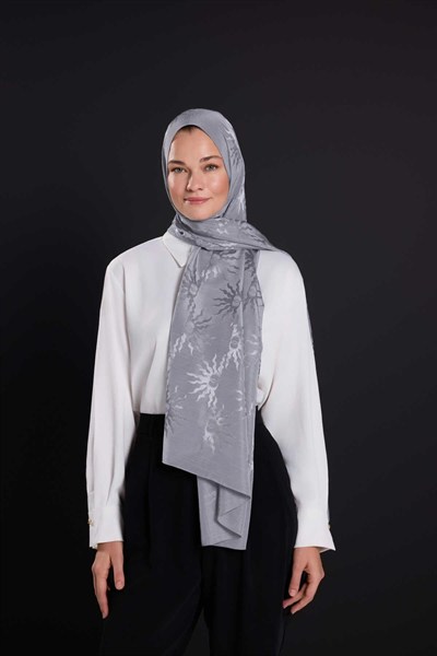 Imannoor Floş Pamuk Şal - Güneş Doğarken Shiny - Gri