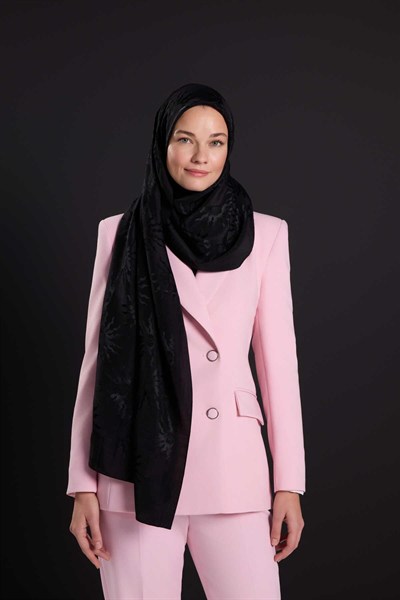 Imannoor Floş Pamuk Şal - Güneş Doğarken Shiny - Siyah