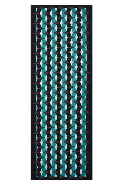 Imannoor Floş Viskon Şal - Zigzag Desen - Siyah