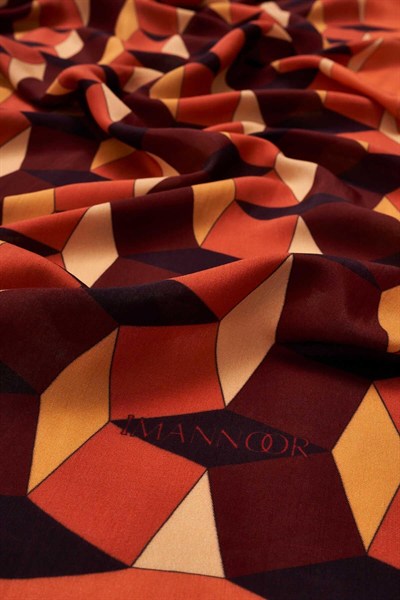 Imannoor Floş Viskon Şal - Zigzag Desen - Taba