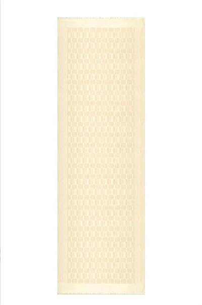 Imannoor İpek Cashmere Şal - Petek Monogram Desenli - Krem