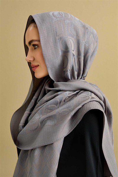 Imannoor Naia Şal - Dama Desenli - Antrasit