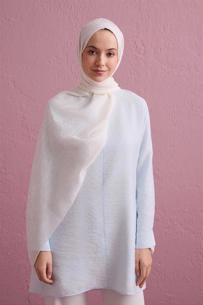 Imannoor Naia Şal - Dama Desenli - Beyaz