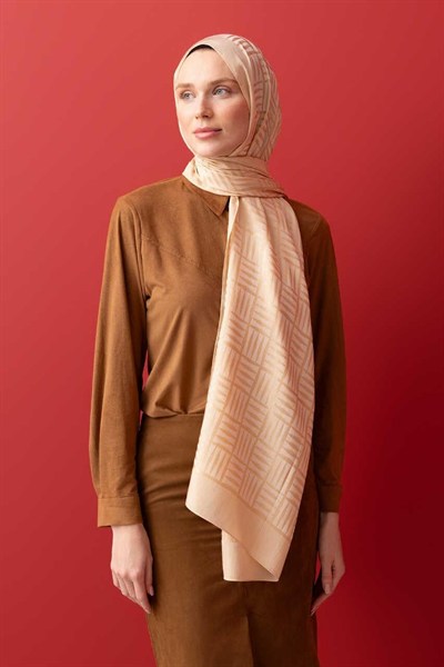 Imannoor Naia Şal - Iman Kare Desenli - Gold