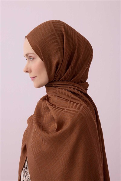 Imannoor Naia Şal - Iman Kare Desenli - Taba