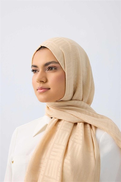 Imannoor Naia Şal - Iman Kare Desenli - Bej