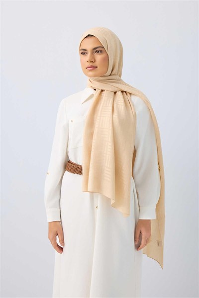 Imannoor Naia Şal - Iman Kare Desenli - Bej
