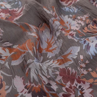 İpekevi Desenli Tensoft Eşarp - Kasımpatı Desenli - Gri