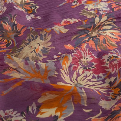 İpekevi Desenli Tensoft Eşarp - Kasımpatı Desenli - Mürdüm