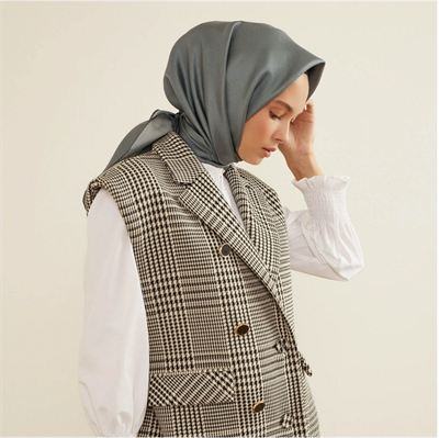 İpekevi Düz Twill İpek Eşarp - Çelik Kurşuni