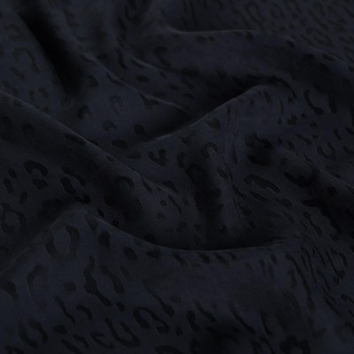 İpekevi Monogram Şal - Leopar Desenli - Lacivert