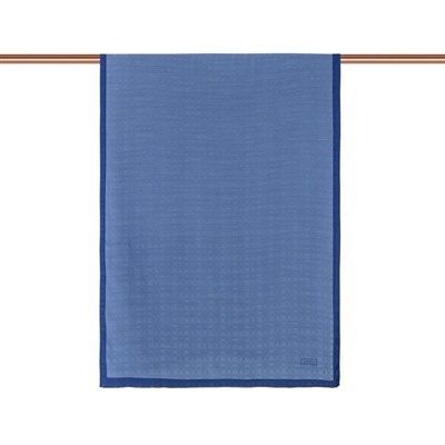 İpekevi Monogram Şal - Metalik Mavi
