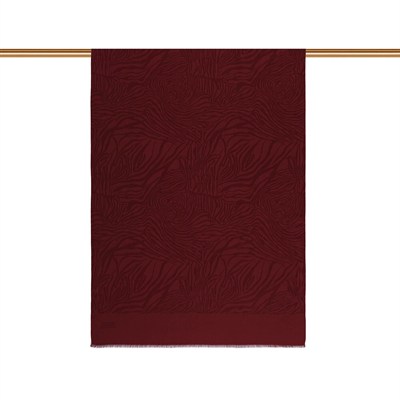 İpekevi Monogram Şal - Zebra Desenli - Bordo