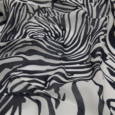 İpekevi Pamuk Eşarp - Zebra Desenli - Siyah Beyaz