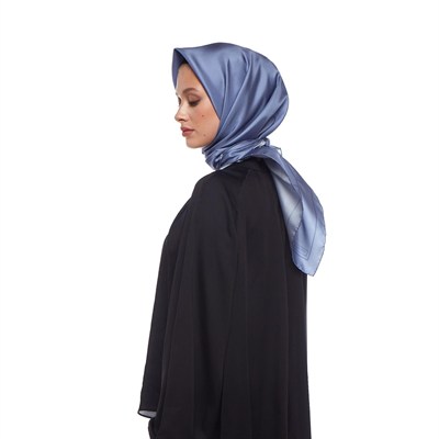 İpekevi Twill İpek Eşarp - Çerçeve - Metalik Mavi