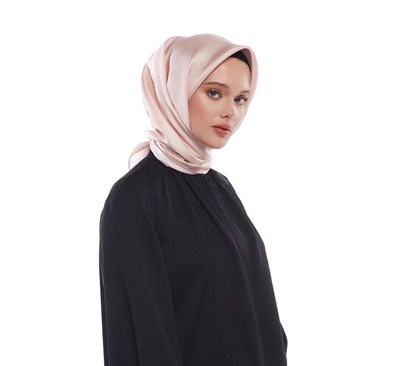 İpekevi Twill İpek Eşarp - Çerçeve - Pudra