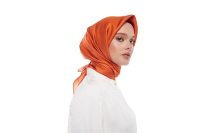 İpekevi Twill İpek Eşarp - Çerçeve - Turuncu