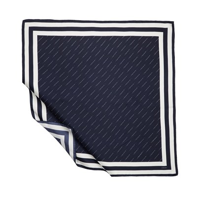 İpekevi Twill İpek Eşarp - Çizgili Signature - Lacivert Beyaz