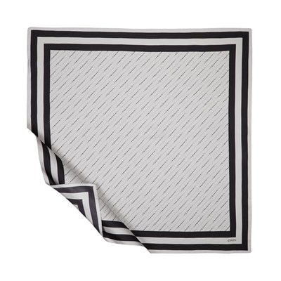İpekevi Twill İpek Eşarp - Çizgili Signature - Gümüş Siyah