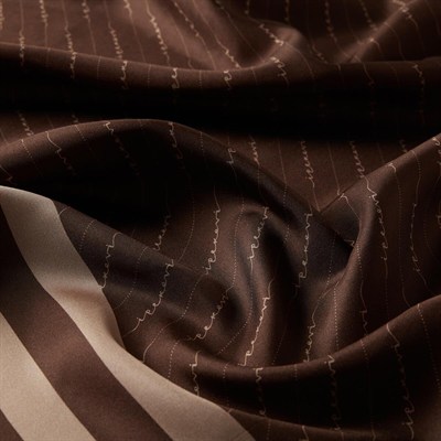 İpekevi Twill İpek Eşarp - Çizgili Signature - Kahverengi