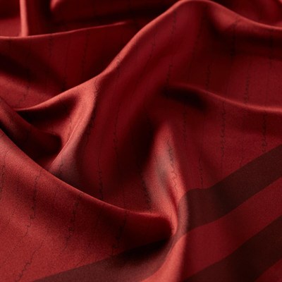 İpekevi Twill İpek Eşarp - Çizgili Signature - Kırmızı