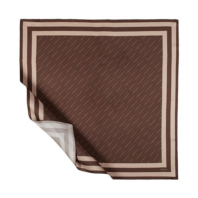 İpekevi Twill İpek Eşarp - Çizgili Signature - Kahverengi