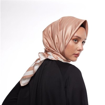 İpekevi Twill İpek Eşarp - Çizgili Signature - Fondöten