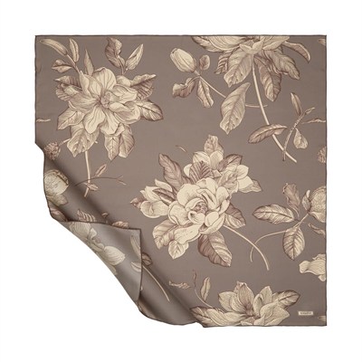 İpekevi Twill İpek Eşarp - Gold Grace Desenli - Gri