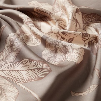 İpekevi Twill İpek Eşarp - Gold Grace Desenli - Gri