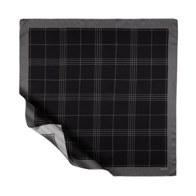 İpekevi Twill İpek Eşarp - Highlander Ekose Desenli - Siyah