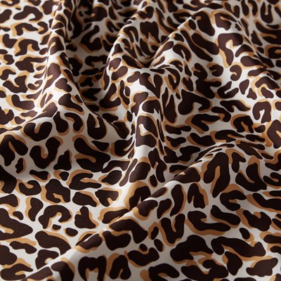 İpekevi Twill İpek Eşarp - Leopar Desenli - Kahve