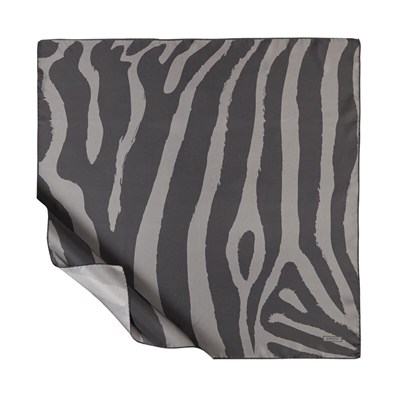 İpekevi Twill İpek Eşarp - Makro Zebra Desenli - Füme