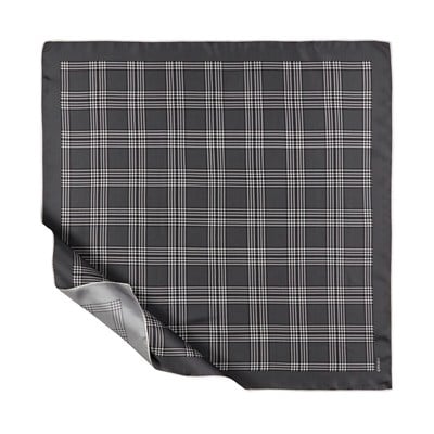 İpekevi Twill İpek Eşarp - Marled Ekose Desenli - Füme