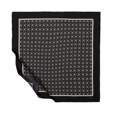 İpekevi Twill İpek Eşarp - Mini Seljuk - Siyah Beyaz