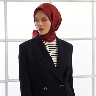İpekevi Twill İpek Eşarp - Mini Seljuk - Kırmızı