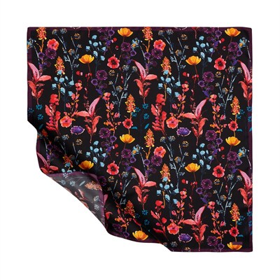 İpekevi Twill İpek Eşarp - Miniature Flower - Siyah