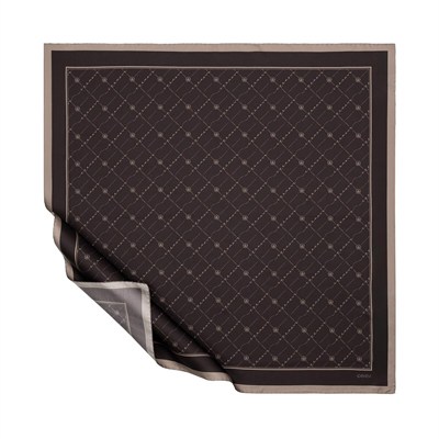 İpekevi Twill İpek Eşarp - Monogram - Acı Kahve Taş