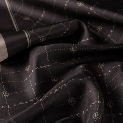 İpekevi Twill İpek Eşarp - Monogram - Acı Kahve Taş