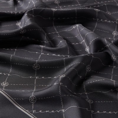 İpekevi Twill İpek Eşarp - Monogram - Antrasit