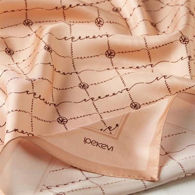 İpekevi Twill İpek Eşarp - Monogram - Gold
