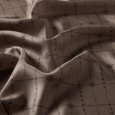 İpekevi Twill İpek Eşarp - Monogram - Küllü Kahve