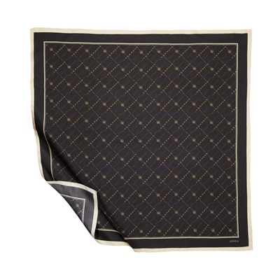 İpekevi Twill İpek Eşarp - Monogram - Siyah Gold