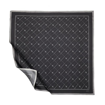 İpekevi Twill İpek Eşarp - Monogram - Siyah Gümüş