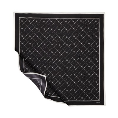 İpekevi Twill İpek Eşarp - Monogram - Siyah Beyaz