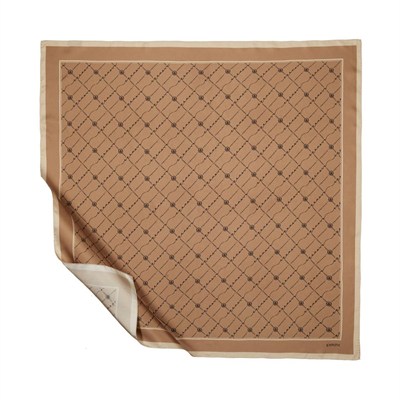İpekevi Twill İpek Eşarp - Monogram - Sütlü Kahve