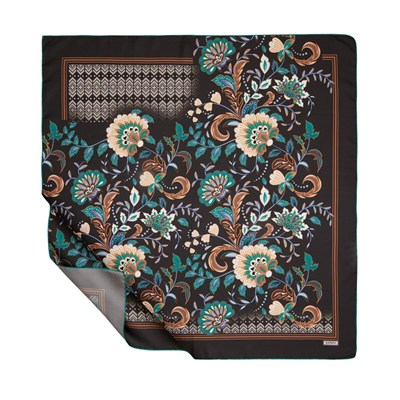 İpekevi Twill İpek Eşarp - Nazenin Desenli - Füme