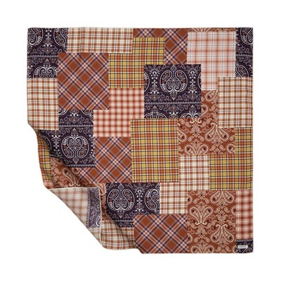 İpekevi Twill İpek Eşarp - Patchwork Desenli - Pudra Mor