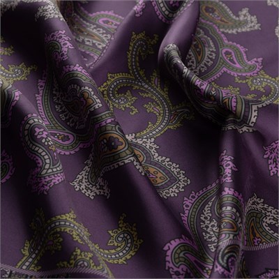 İpekevi Twill İpek Eşarp - Patchwork Desenli - Mor Menekşe